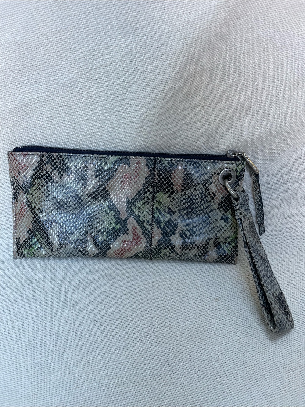 HOBO Multi-Tone Snake Print Wristlet in Blue, Green & Pink